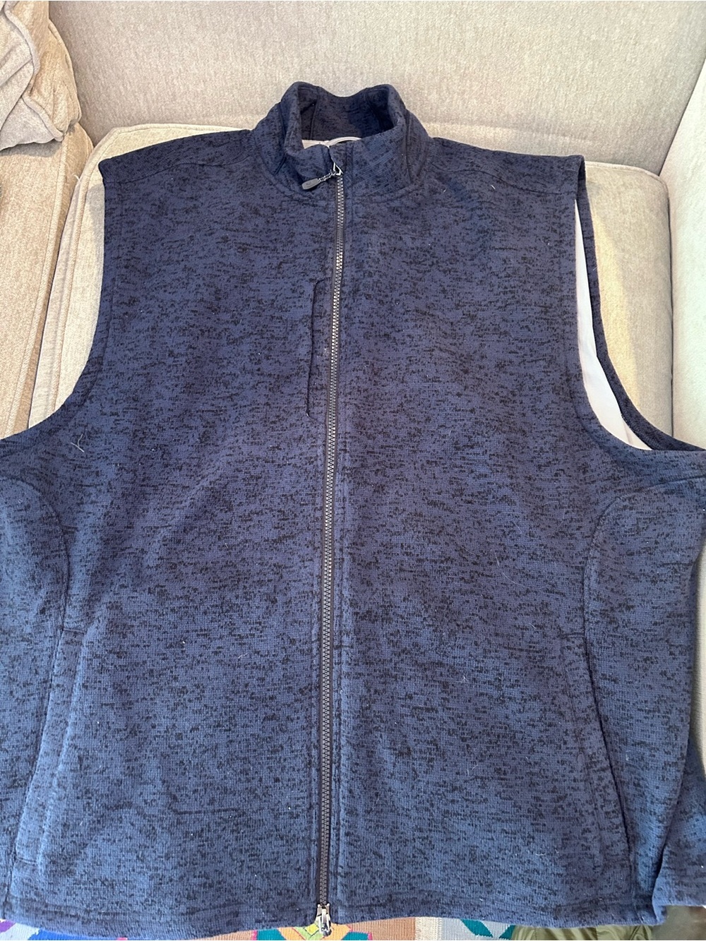 Johnnie O Performance heather blue Men's Navy Zip-Front Fleece Vest